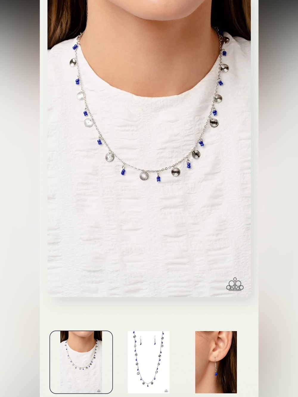 🔵🔵🔵 “SAND DOLLAR SASS” BLUE NECKLACE WITH EARRINGS ~ PAPARAZZI❗️ 🔵🔵🔵 - Picture 5 of 7